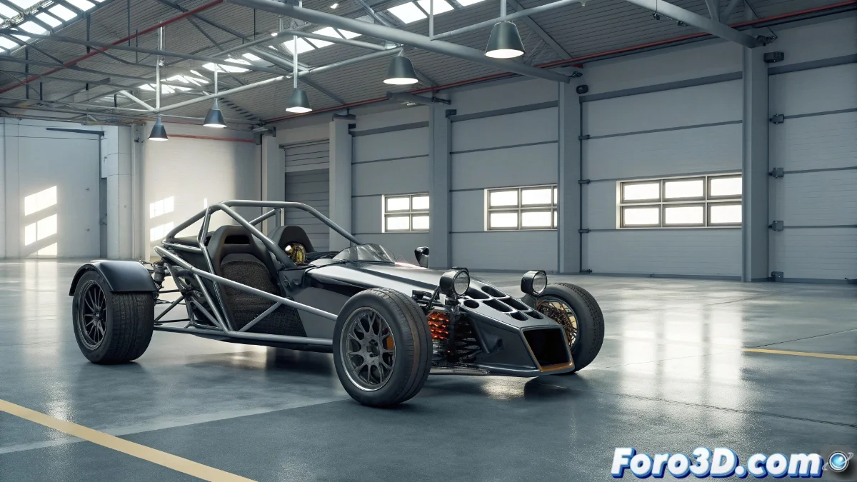Ariel Atom 4 con componentes impresos en 3D mostrando detalles de carcasas de instrumentos y soportes bajo el capó