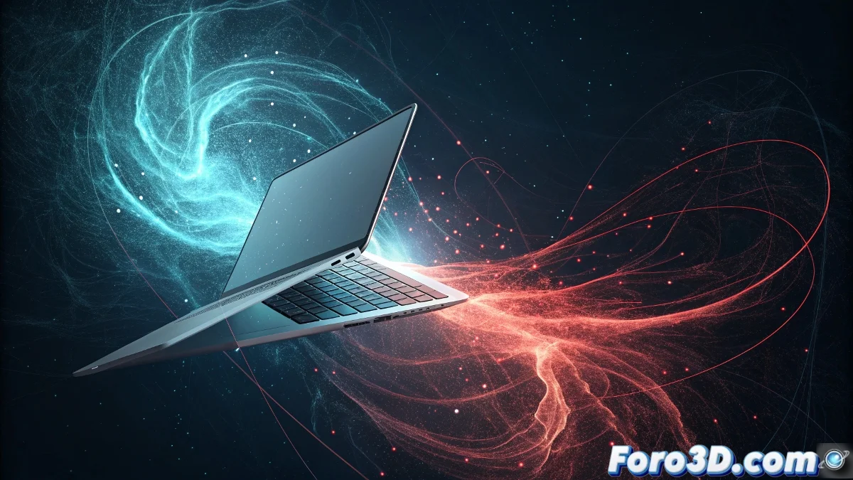 Pantalla de actualización de BIOS de ASUS mostrando proceso de flasheo en portátil, con interfaz UEFI y mensaje de actualización en progreso en fondo de taller técnico.
