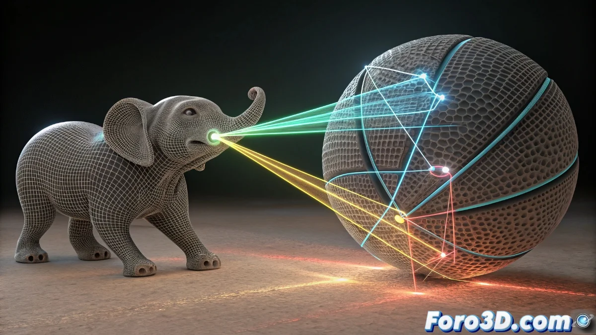 Interfaz del modificador Attribute Transfer en Blender 5 mostrando opciones de transferencia entre dos objetos 3D