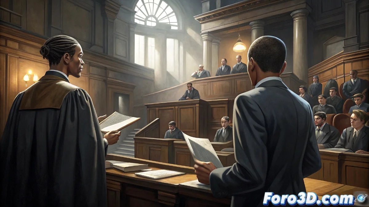 Sala de audiencias del Consejo de Prud'hommes de París con abogados discutiendo frente al tribunal durante el caso Mbappé vs PSG