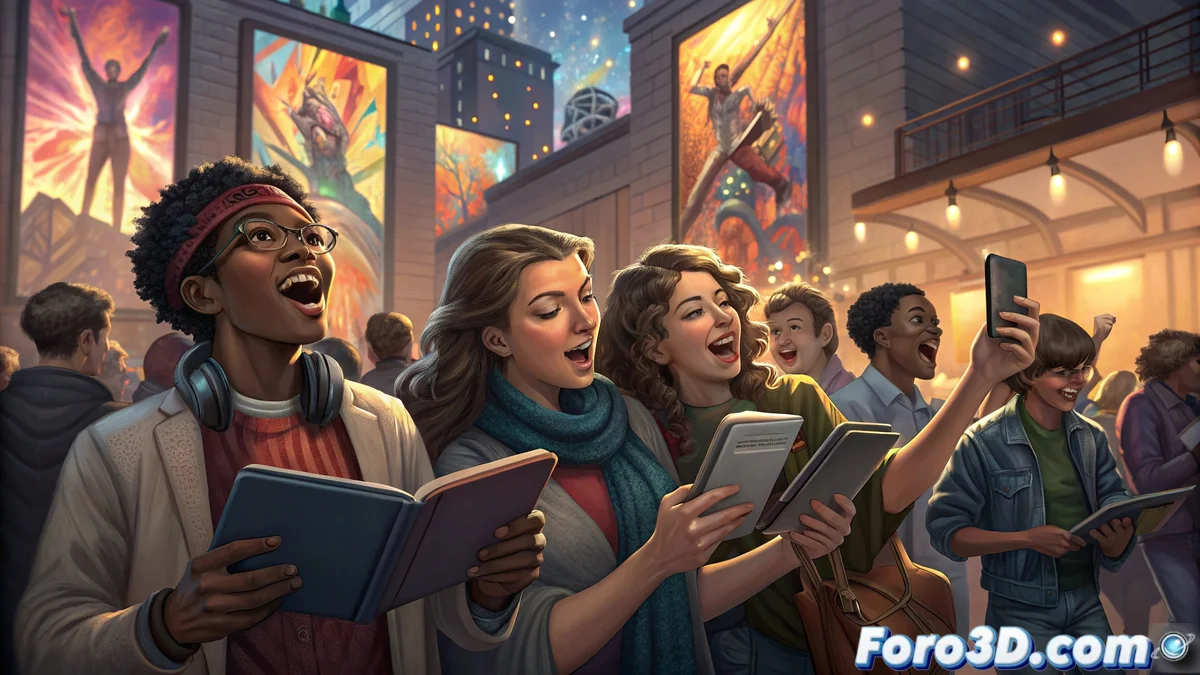 Jóvenes utilizando el bono cultural en librerías, conciertos y establecimientos culturales con gráficos superpuestos mostrando estadísticas de participación