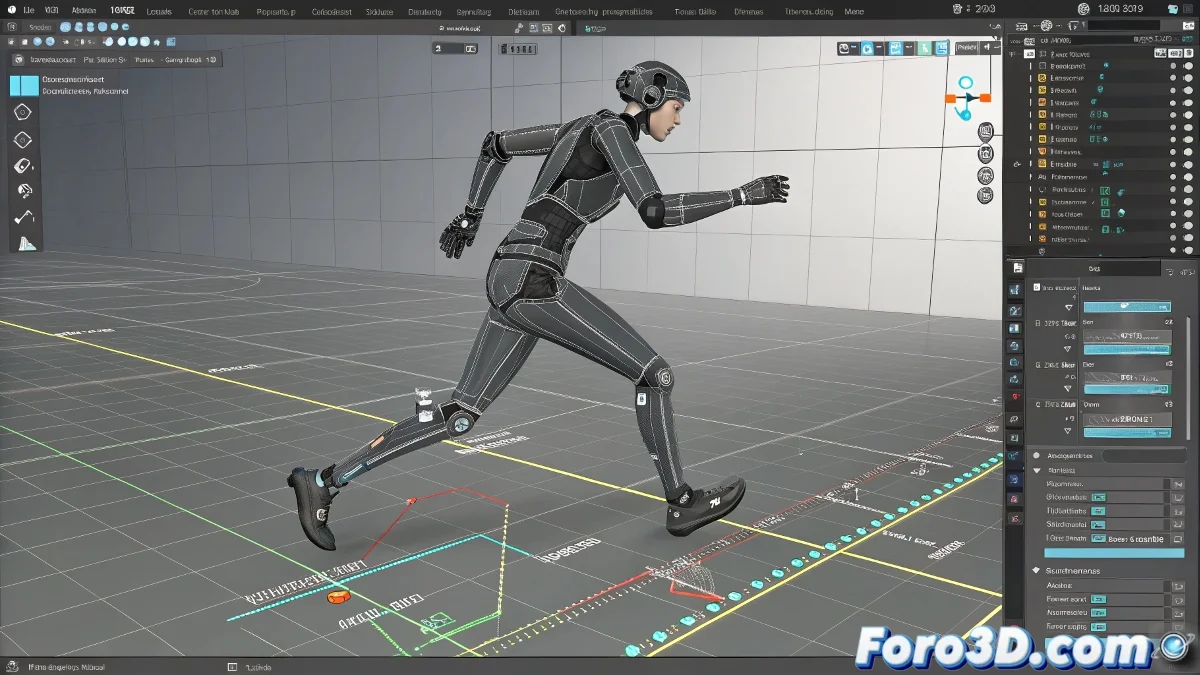 Captura de pantalla de 3ds Max mostrando el panel Biped con Figure Mode desactivado y problemas de animación en brazos
