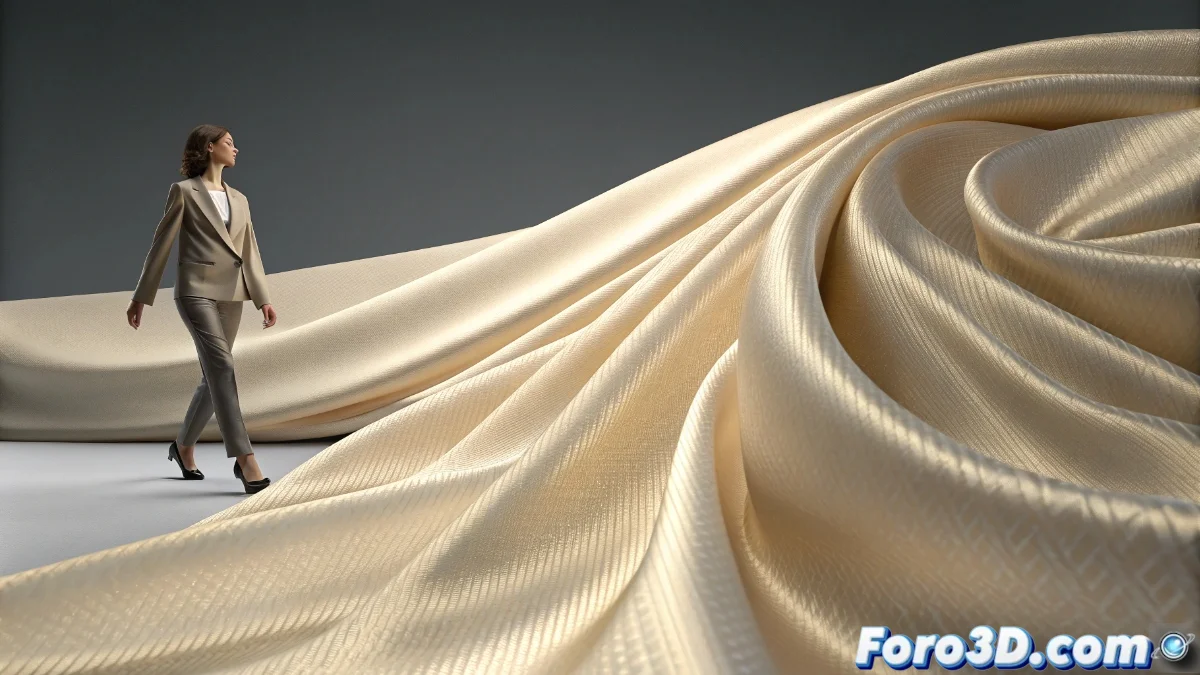 Vista en close-up de una simulación de tela dinámica en Unreal Engine 5 mostrando pliegues y movimiento realista bajo efectos de viento y gravedad