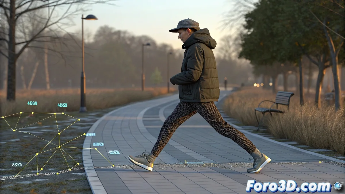 Interfaz de 3ds Max mostrando Biped con Footsteps y keyframes convertidos