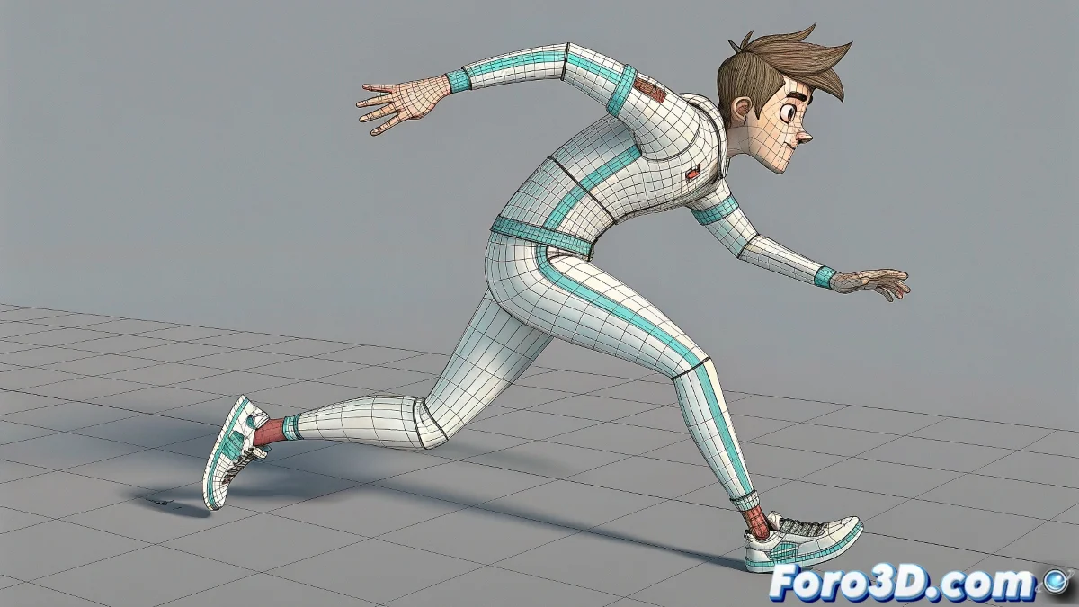 Captura de Maya mostrando el personaje Curiousi con controles IK/FK visibles, interfaz del plugin Joleanes y timeline con animación