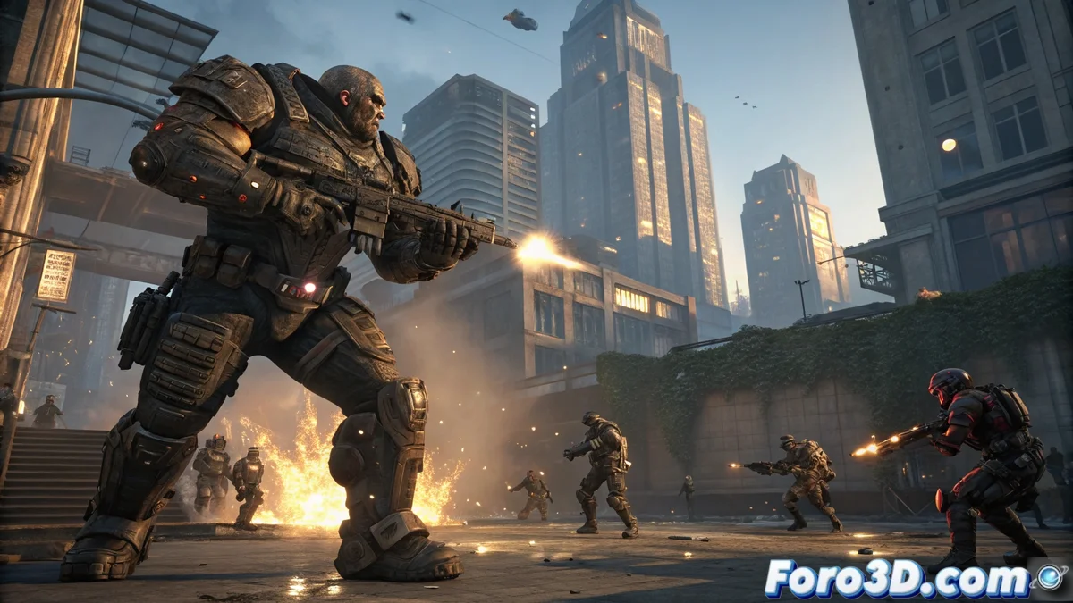 Combate contra Raam en Gears of War: Reloaded mostrando animaciones de ataque, efectos de particulas y uso del entorno con coberturas estrategicas