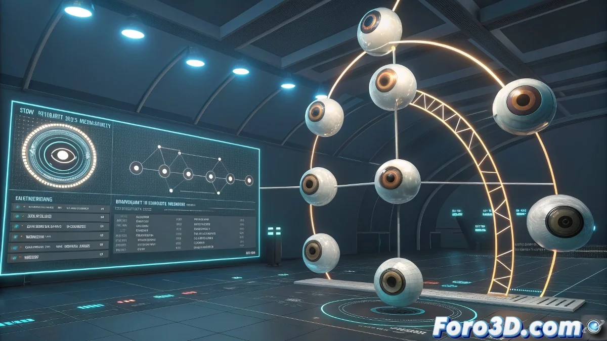 Visualización 3D de un dendograma médico con nodos esféricos conectados por líneas, mostrando información al hacer clic.