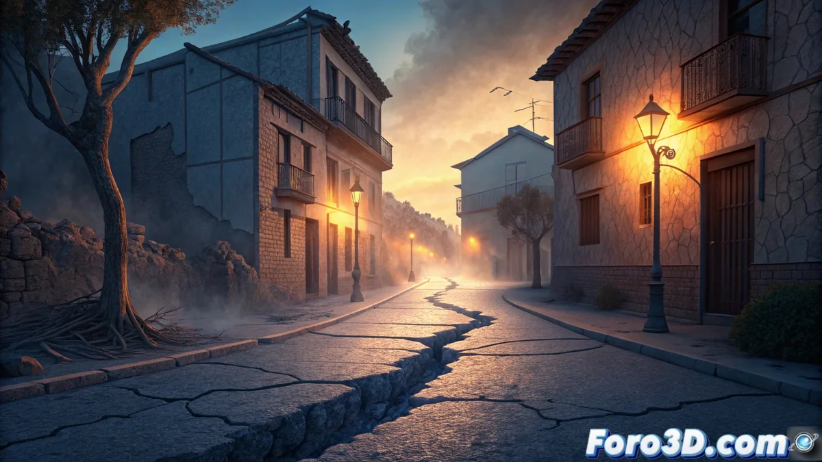 Mapa de la Región de Murcia con marcadores rojos indicando los epicentros de los terremotos y líneas sísmicas mostrando la falla de Alhama de Murcia