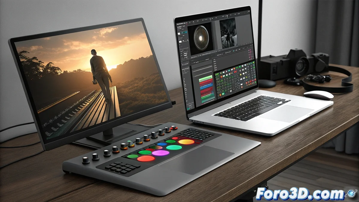 Comparativa visual entre las interfaces de DaVinci Resolve Free y Shotcut mostrando sus paneles de edición, herramientas de color y línea de tiempo en acción.