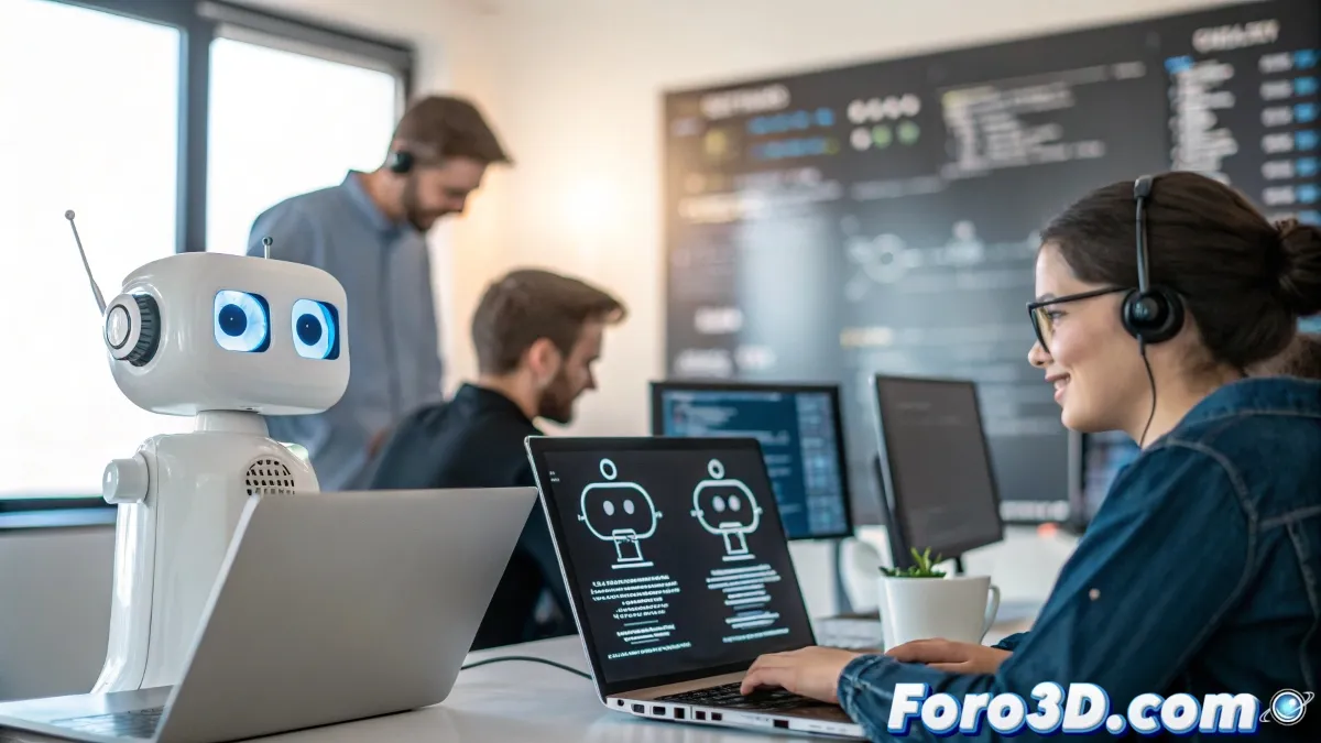 Un ingeniero revisa una interfaz de inteligencia artificial mientras ajusta parámetros de personalidad para mejorar la interacción con los usuarios en tiempo real.
