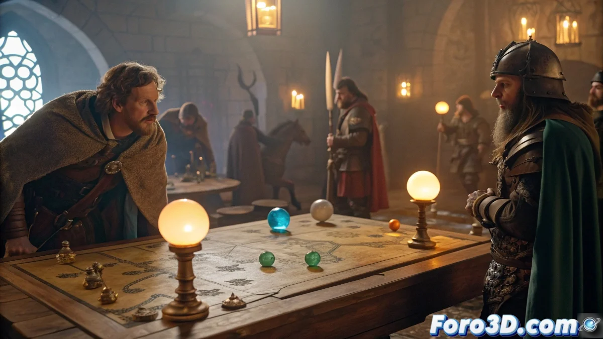 Captura de pantalla del juego Heroes of Might & Magic: Olden Era mostrando unidades de tres facciones en un mapa de campaña con interfaz de estrategia