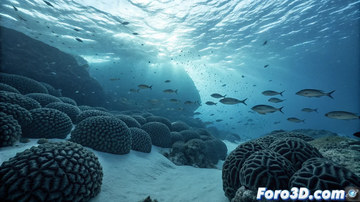Colonia submarina de nidos de peces antárticos formando patrones geométricos perfectos en el lecho marino del Mar de Weddell, con estructuras ovaladas y en U distribuidas metódicamente