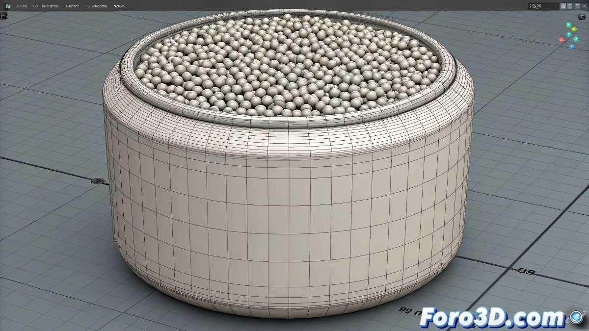 Distribución ordenada de partículas en superficie de cilindro usando scripts en Particle Flow de 3ds Max