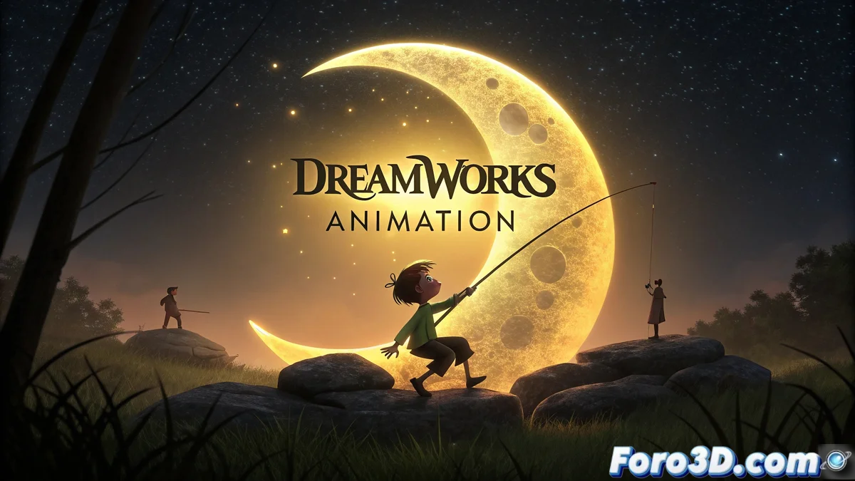 Artistas de animación de DreamWorks trabajando en estaciones digitales con pantallas mostrando personajes de Shrek y Cómo entrenar a tu dragón.