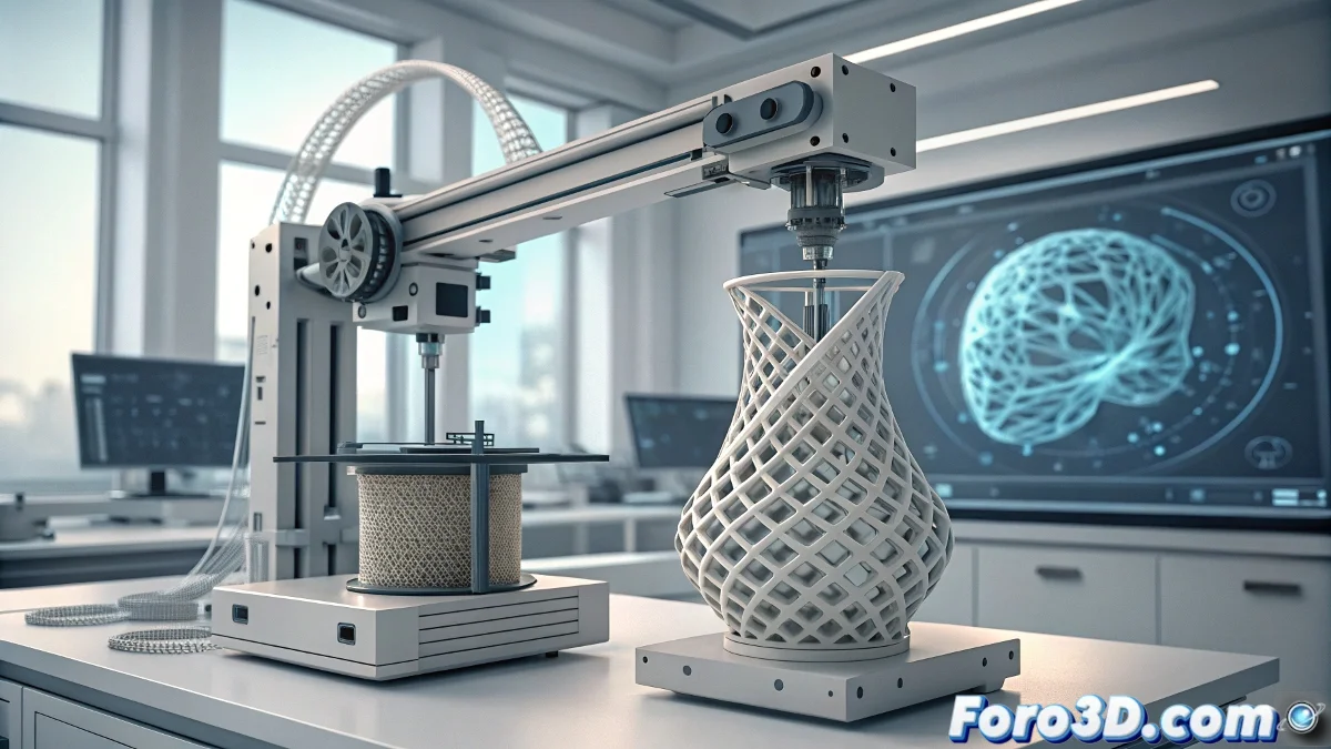Implante médico personalizado generado por IA junto a herramientas de diseño generativo en Autodesk Fusion 360 y modelo anatómico humano.