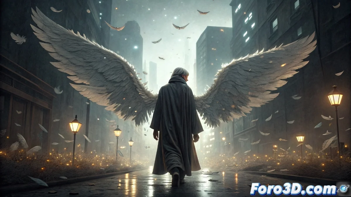 Póster de la película L'Œuf de L'Ange mostrando a la protagonista en un entorno surrealista con elementos tecnológicos y atmosféricos característicos del estilo visual de Mamoru Oshii