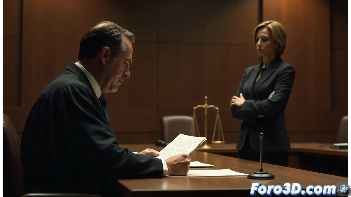 Juez Juan Carlos Peinado revisando documentos judiciales en su despacho con estanterías de expedientes al fondo