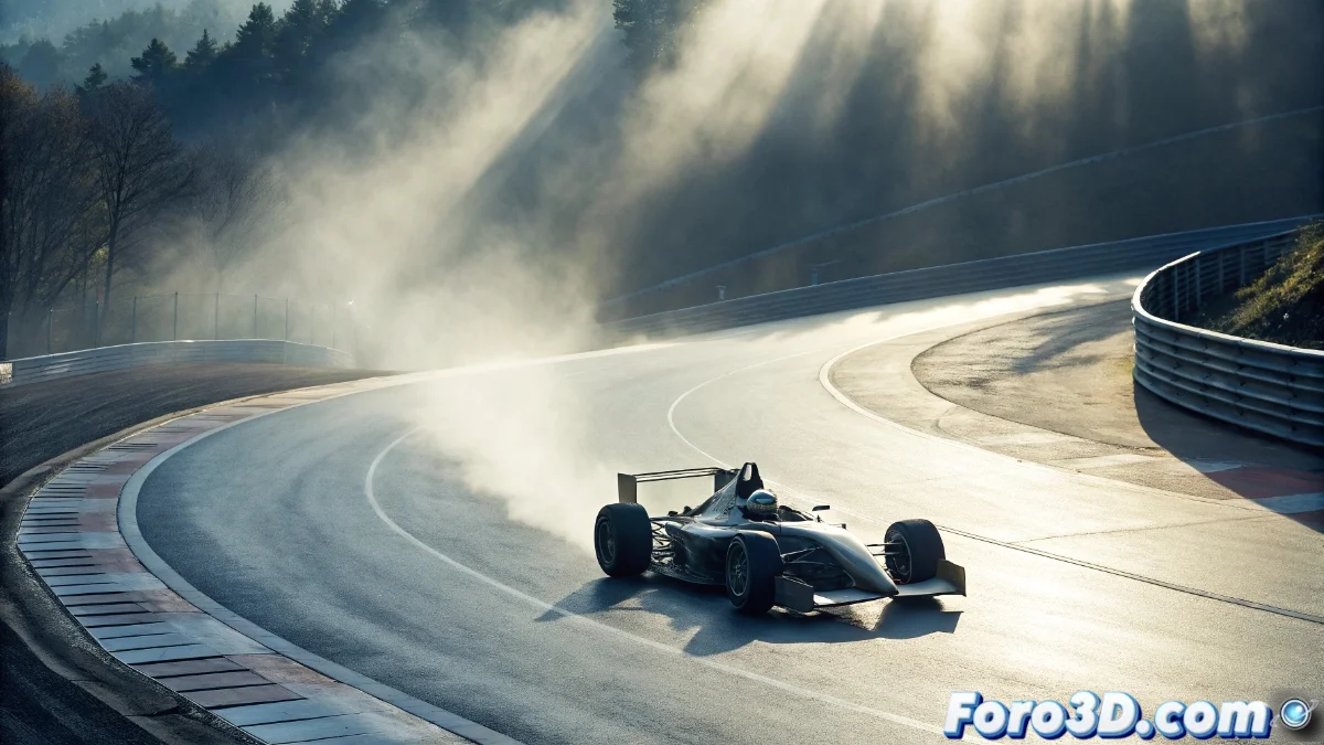 Prototipo eléctrico McMurtry Spéirling Pure en acción en el circuito de Goodwood, mostrando su diseño aerodinámico y el sistema de ventilador inferior que genera succión.