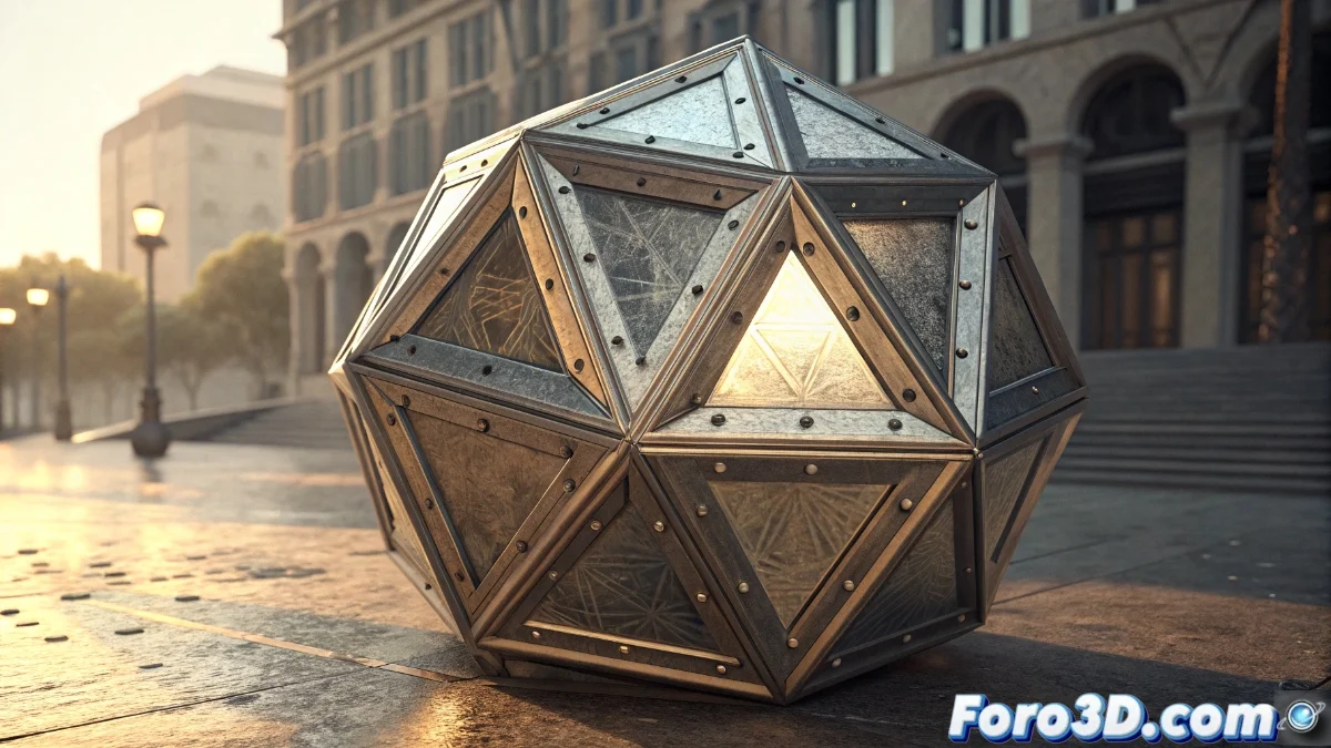 Vista en perspectiva 3D de un cubo con biseles aplicados mediante el modificador Bevel en Blender 5, mostrando bordes suavizados y parámetros de configuración en la interfaz.