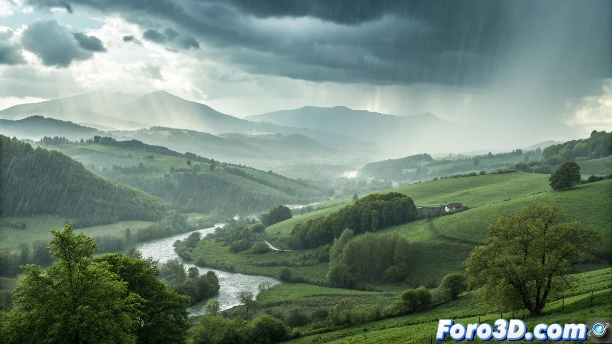 Mapa de precipitaciones del País Vasco mostrando acumulados superiores a la media histórica con iconos de gotas de agua y gráficos de niveles de embalses