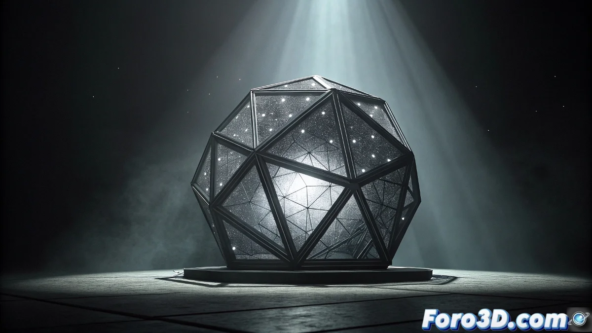 Representación artística del logo de Macrohard con elementos de hardware futurista y silueta de Elon Musk de fondo, estilo tecnológico misterioso.