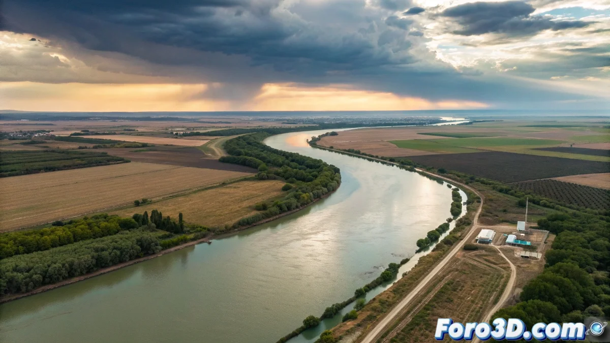 Sensores de monitoreo ambiental instalados en la ribera del río Ebro midiendo parámetros de calidad del agua con equipo científico de última generación