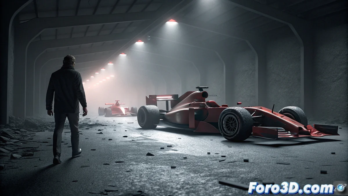 Ferrari F1-75 detenido en boxes durante el Gran Premio de Brasil con mecánicos frustrados alrededor del monoplaza