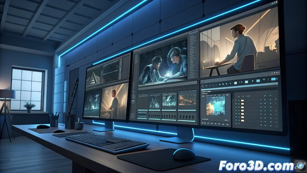 Interfaz de Flix 8.0 mostrando paneles de storyboarding y escritura de guiones simultáneos con herramientas de anotación colaborativa