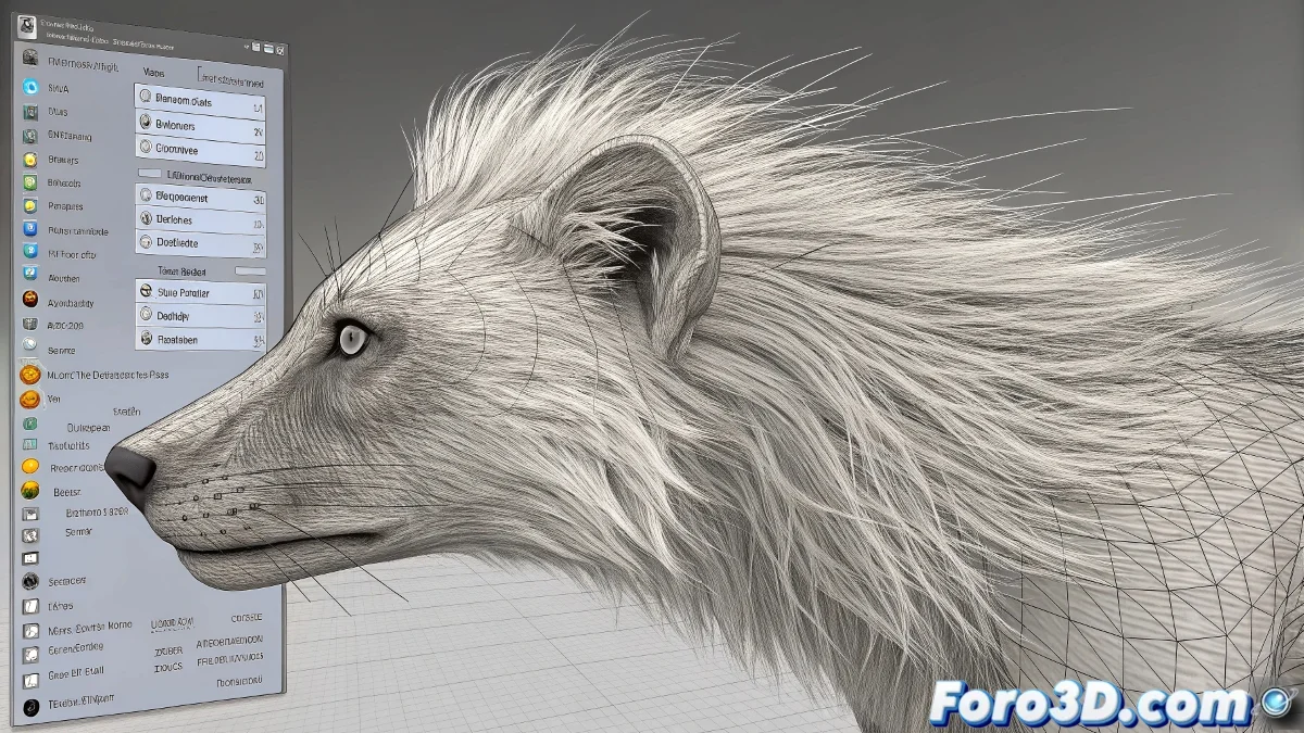 Interfaz de 3ds Max mostrando problema de Hair and Fur con pelos rojos visibles pero modificador desaparecido de la pila de modificadores
