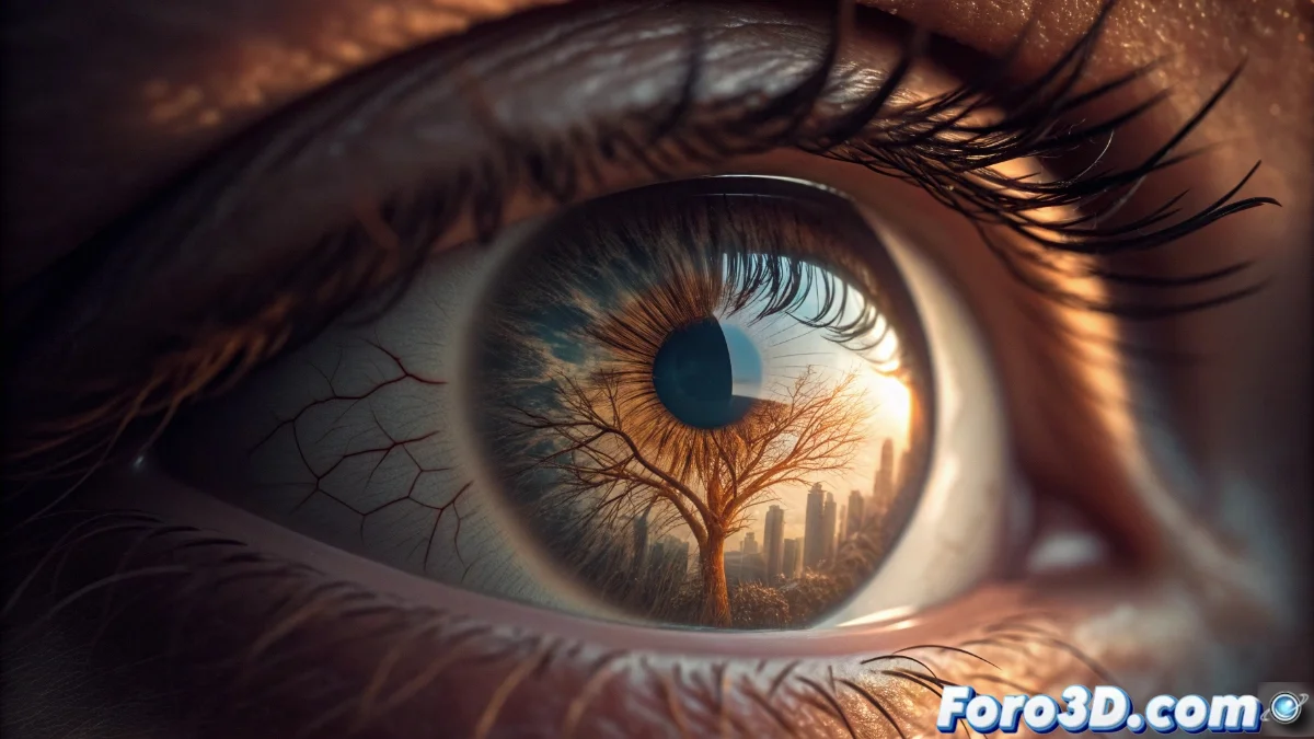 Artista digital trabajando en una obra hiperrealista que muestra un rostro humano donde los poros de la piel se transforman en paisajes microscópicos detallados, con iluminación dramática que resalta las texturas exageradas