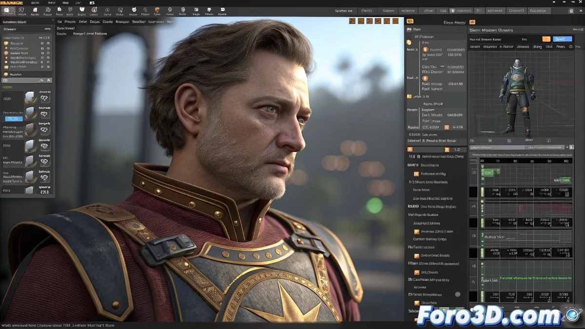Interfaz de Houdini mostrando el viewport con una escena compleja que incluye simulaciones dinámicas, animación de personajes y renderizado con Karma.