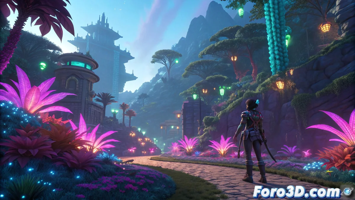 Comparativa visual entre Hyper Light Breaker y Hyper Light Drifter mostrando evolución del pixel art a gráficos 3D con colores neón y fondos oscuros.