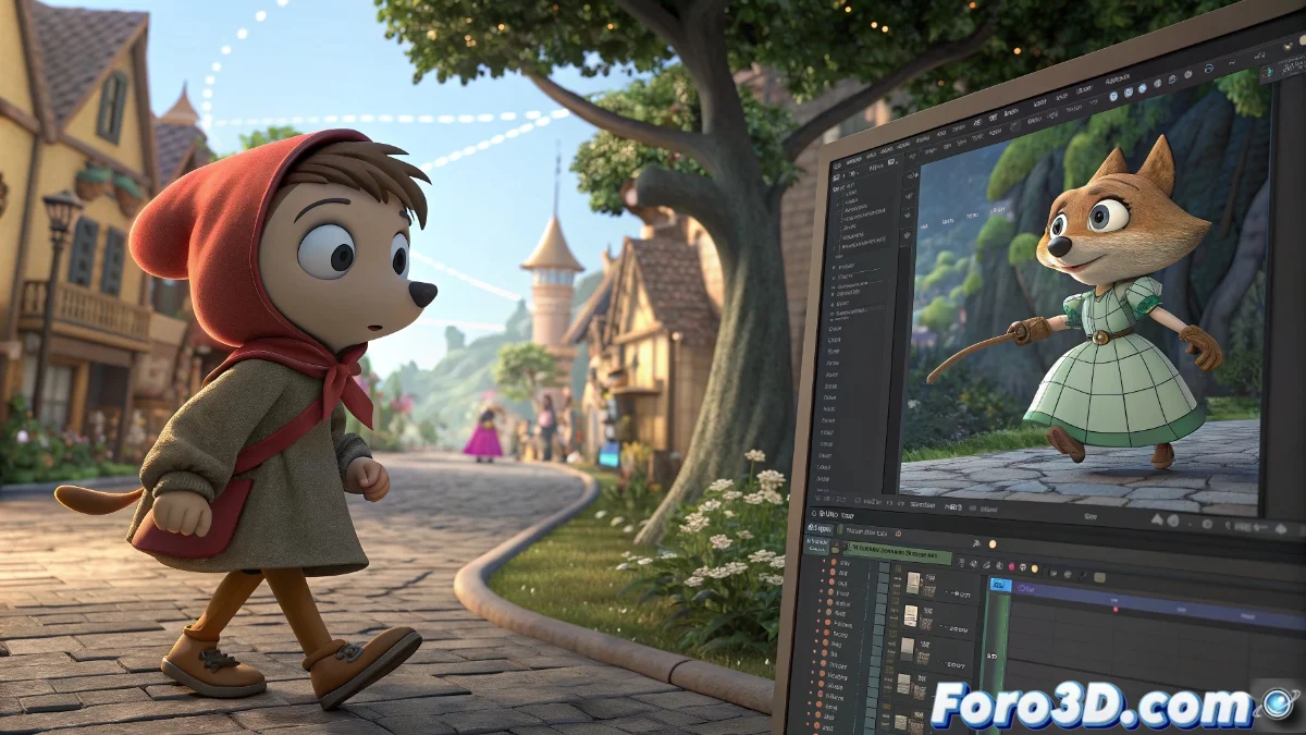 Comparativa visual entre las interfaces de Krita y OpenToonz mostrando herramientas de animación, línea de tiempo y sistemas de capas, con ejemplos de proyectos creados en cada software.