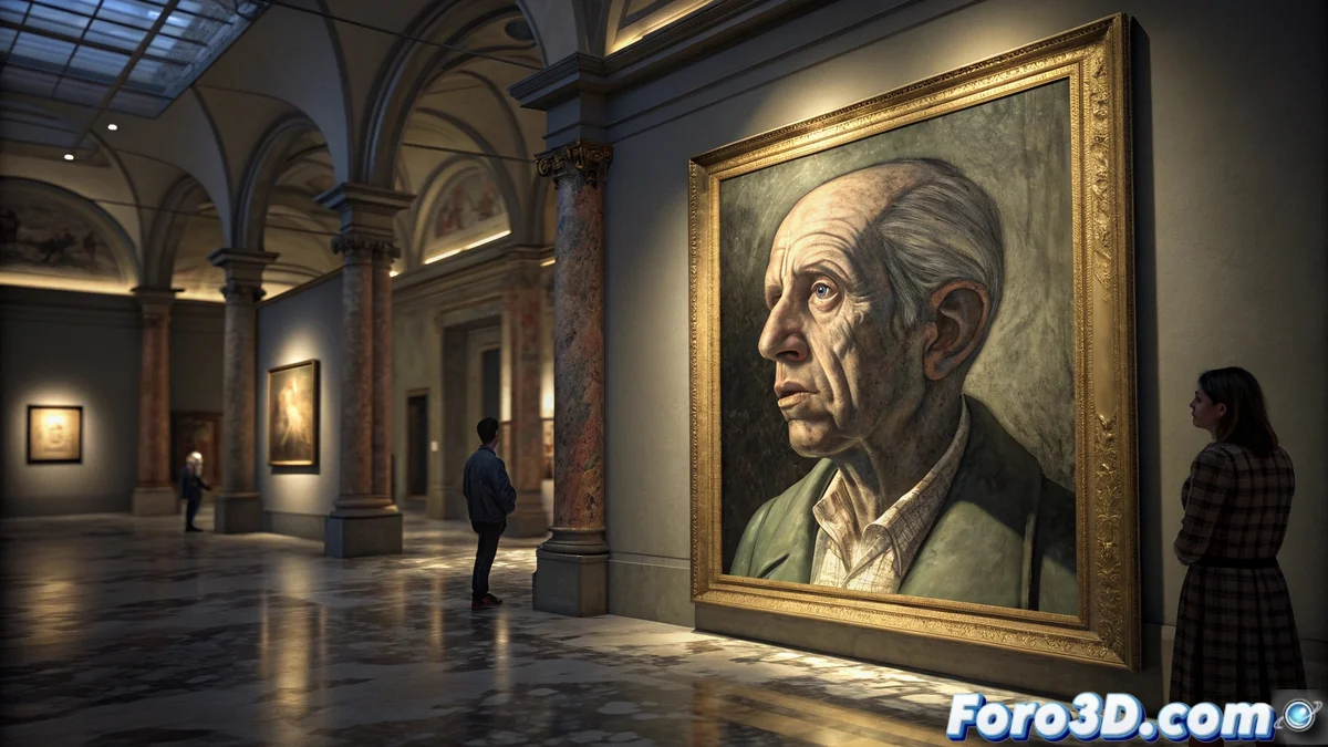 Exposición de la pintura recuperada de Picasso en una sala de Granada con visitantes admirando la obra