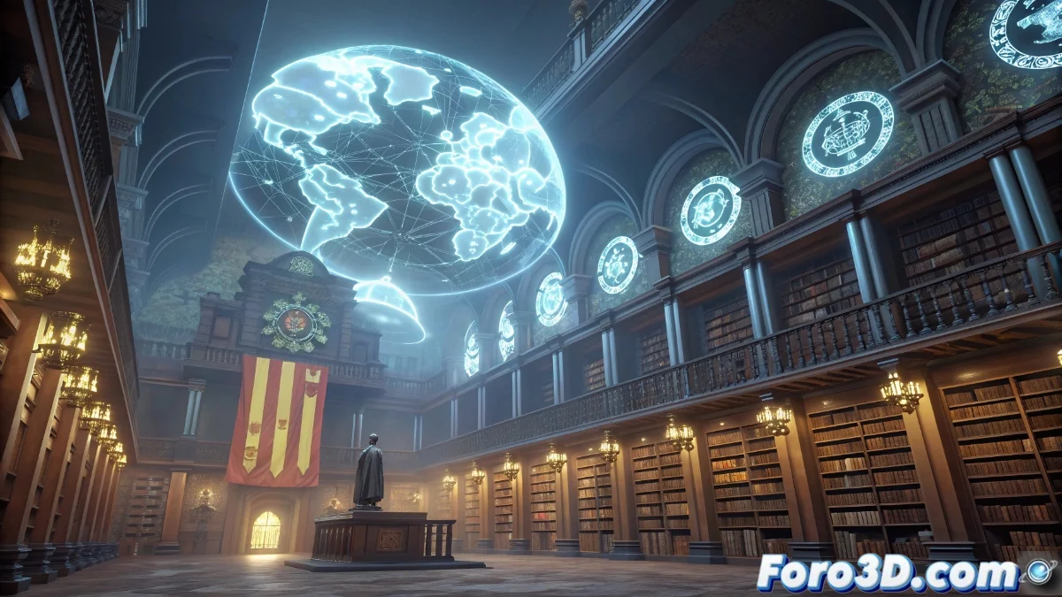 Interfaz digital moderna de la Real Academia Española mostrando herramientas de IA con ejemplos de neologismos y corrección gramatical en pantalla.