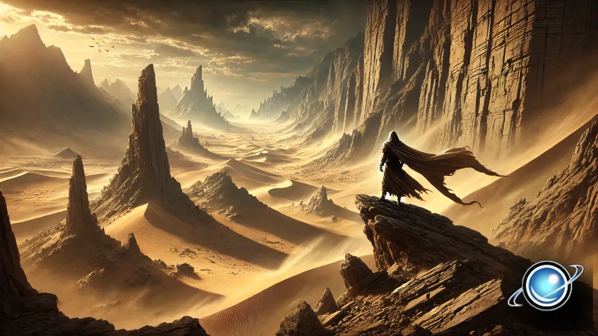 Efectos visuales en la tercera temporada de La rueda del tiempo con paisajes desérticos y batallas mágicas impresionantes.