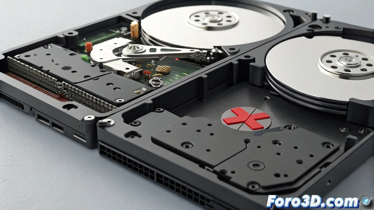 Imagen comparativa de discos duros de PlayStation 3 y 4 junto a herramientas de reparación, mostrando las diferencias en compatibilidad y diseño.