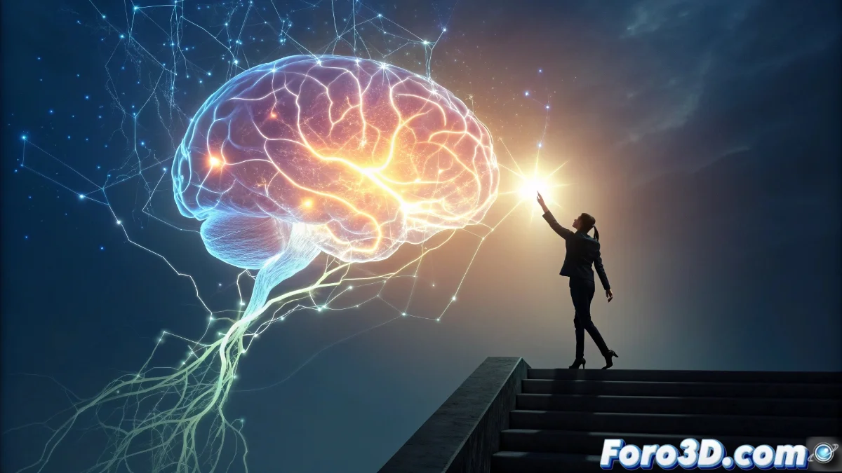 Diagrama cerebral mostrando el sistema de recompensa con neurotransmisores dopamina, noradrenalina y serotonina en colores vibrantes, con flechas indicando activación del núcleo accumbens y corteza prefrontal.