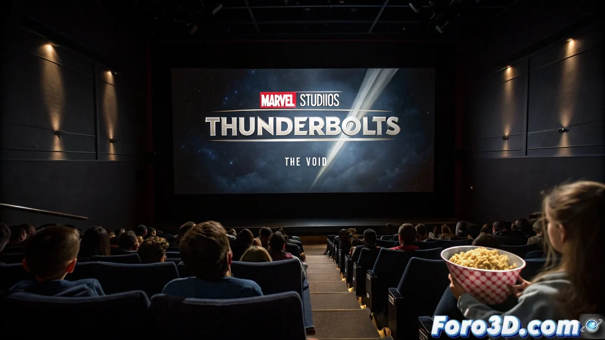 Imagen del nuevo logo de Marvel Studios para Thunderbolts mostrando su diseño tridimensional y paleta de colores oscuros.