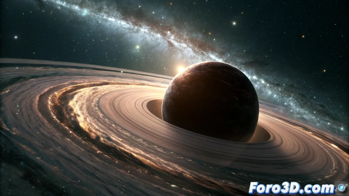 Representación artística de un agujero negro supermasivo mostrando múltiples anillos luminosos de fotones orbitando alrededor de su sombra central, con el disco de acreción brillante de fondo.