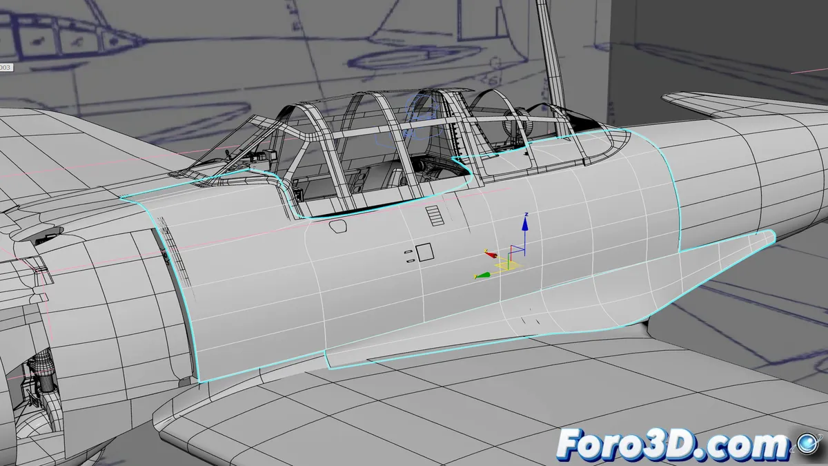 Modelado 3D detallado del Mitsubishi A6M Zero mostrando el fuselaje y alas con texturas realistas en proceso de creación