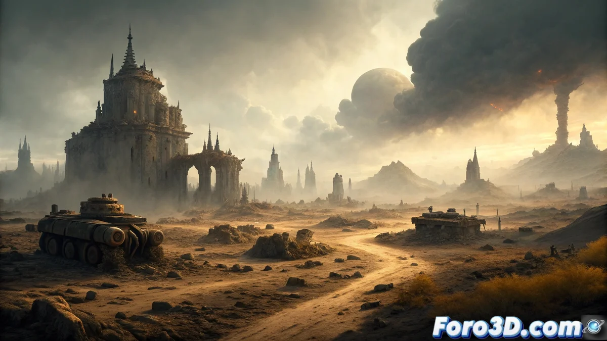 Logo de Warhammer junto a pantalla de desarrollo de videojuegos mostrando concepto art cancelado del MMO