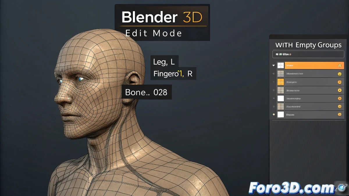 Estructura de huesos en Blender con nombres correctos