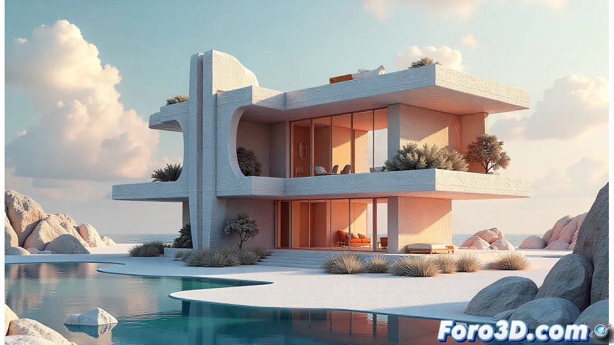 Interfaz de Autodesk 3ds Max 2026.3 mostrando el modificador Conform aplicado a una malla compleja, con paneles de control de distancia y atenuación visibles.