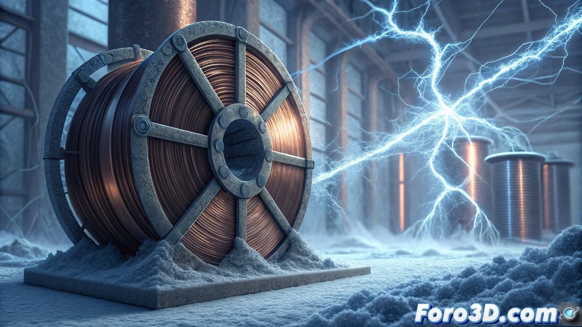 Placas de cobre conectadas a sistema de alta tensión eliminando capa de hielo de superficie metálica en entorno industrial