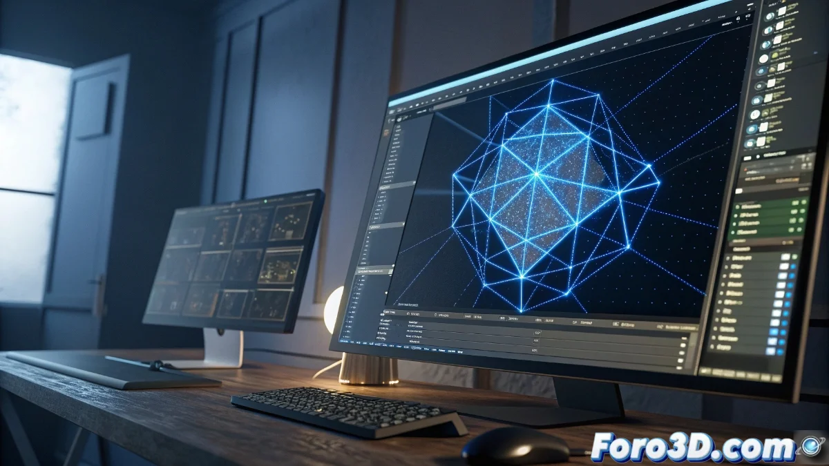 Vista en close-up del viewport de Blender 5 mostrando herramientas de edición de normales aplicadas sobre una malla orgánica, con visualización en tiempo real del shading y brushes activos.