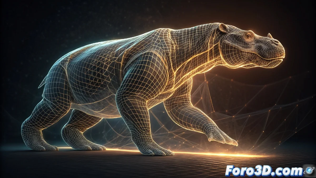 Interfaz de Blender 5 mostrando el modificador Mesh to Curve aplicado a una malla compleja transformada en curva editable con parámetros visibles