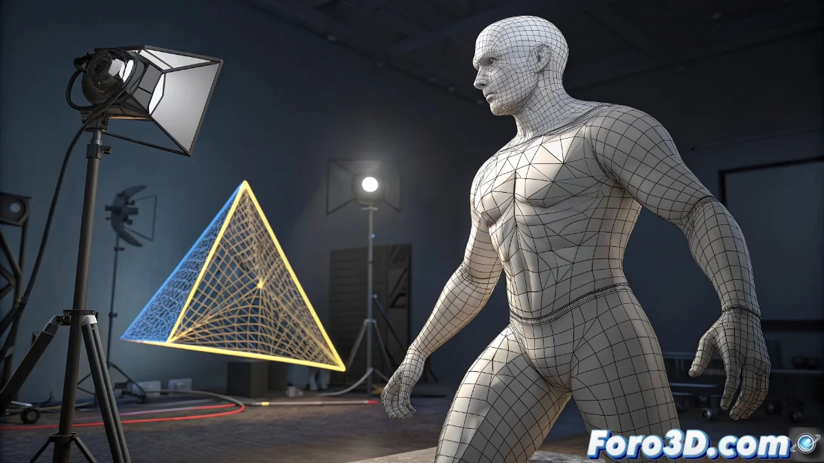 Interfaz de Blender mostrando el modificador Triangulate aplicado a una malla 3D compleja, con opciones de configuración visibles.