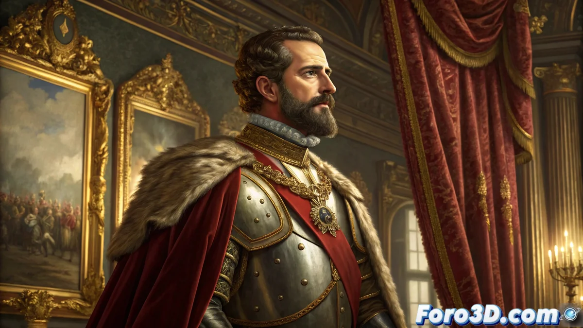 Retrato al óleo de Felipe V con armadura y manto real, fondo barroco, estilo Jean Ranc, Galería de Colecciones Reales