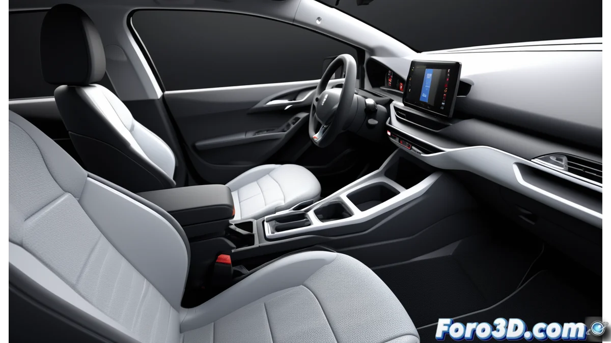 Interior del Peugeot 308 mostrando componentes personalizados fabricados mediante impresión 3D, incluyendo molduras y soportes exclusivos